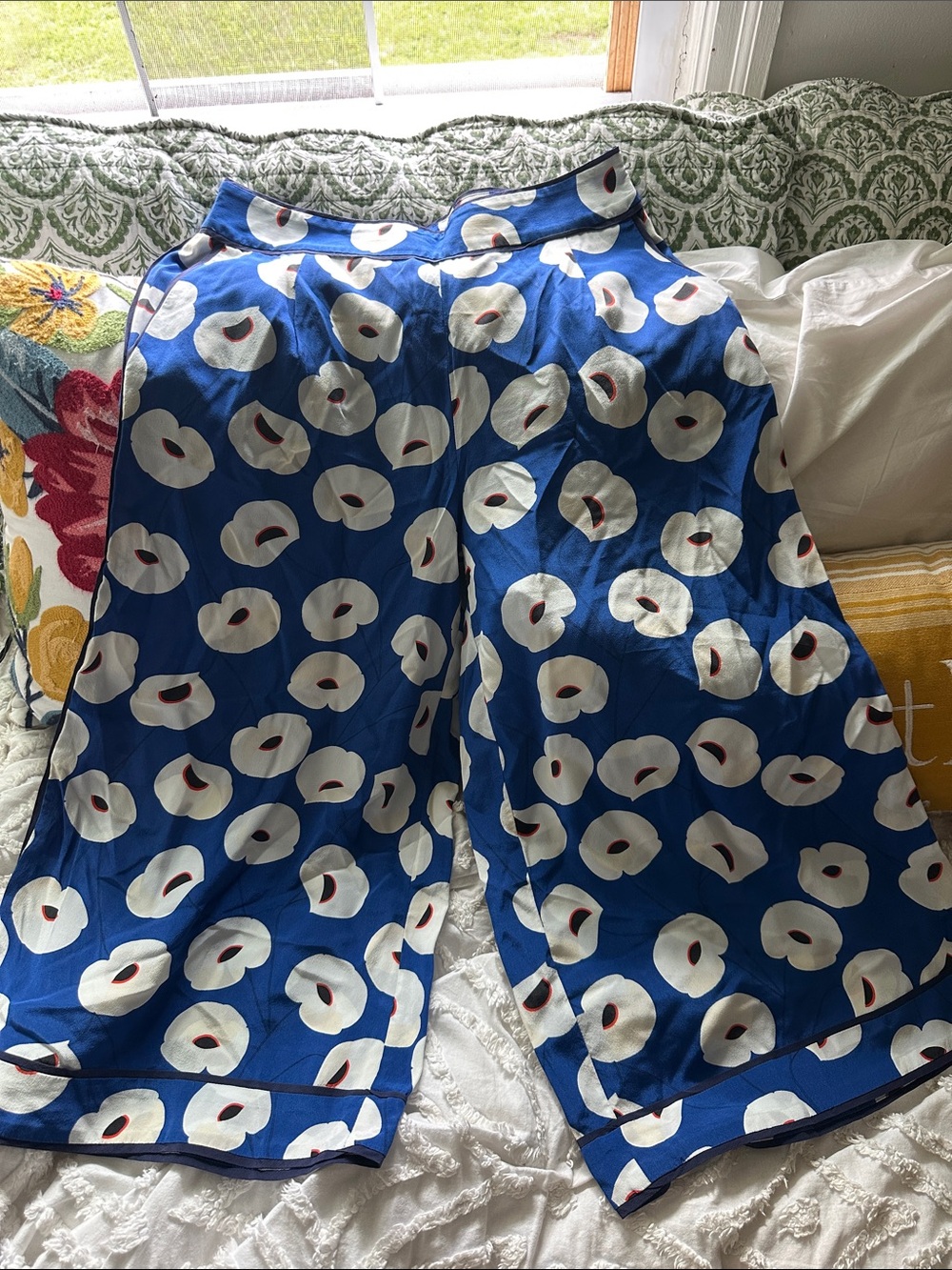 Women’s Blue Floral Wide-Leg Pants